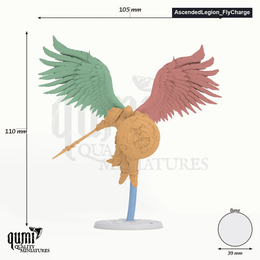 Humanoid Fighter Ascended Legion tabletop miniature (Fly Charge) - 110 mm tall - Rescale Miniatures 3D print by Qumi