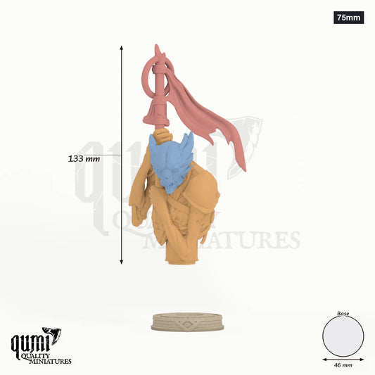 Custos Purgatorii Miniature Bust 75mm - colour-coded parts render, 133 mm tall, 3 body parts, 46 mm round base