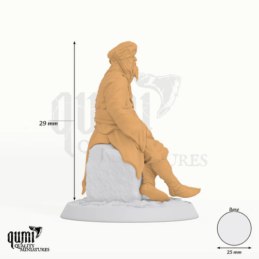 Look Elder Male tabletop miniature - 29 mm tall, 25 mm base, 1+1 part assembly - Rescale Miniatures 3D print by Qumi