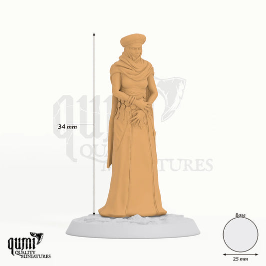 Look Woman tabletop miniature - 34 mm tall, 25 mm base, 1+1 part assembly - Rescale Miniatures 3D print by Qumi