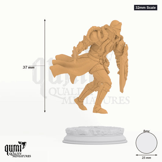 The Blights Warriors tabletop miniature (32mm Scale) - 36 mm tall, 25 mm base, 1+1 part assembly - DM Stash 3D print by Qumi
