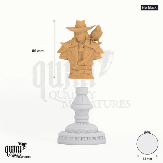 Hunter of the Defiled Bust tabletop miniature (No Mask) - 66 mm tall, 55 mm base - DM Stash 3D print by Qumi