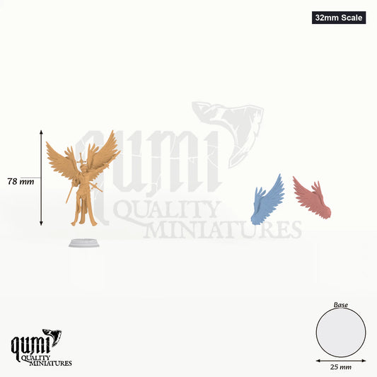 Caerian Angel of Death Tabletop-Miniatur (32mm Scale) - 78 mm hoch, 68 mm Spannweite, 25 mm Base - DM Stash 3D-Druck von Qumi