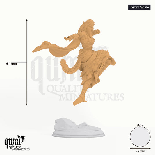 Cahira tabletop miniature (32mm Scale) - 41 mm tall, 25 mm base, 1+1 part assembly - DM Stash 3D print by Qumi