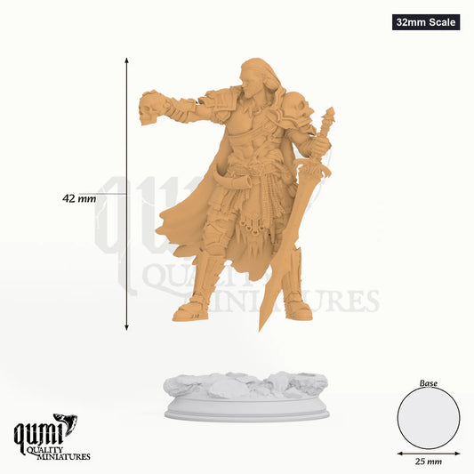Swordsman Fighter Corsicus Tabletop-Miniatur (32mm Scale) - 42 mm hoch, 25 mm Base - DM Stash 3D-Druck von Qumi