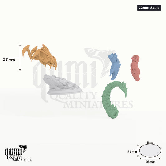 Crystalline Scorpion tabletop miniature (32mm Scale) - 104 mm tall, 49x34 mm base - DM Stash 3D print by Qumi