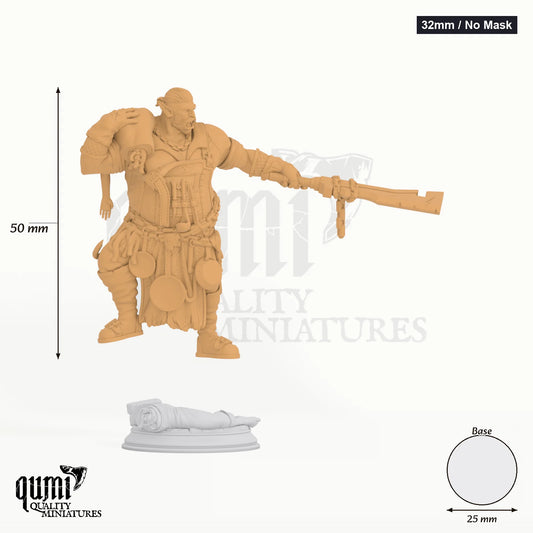 Half Orc Vampiric Chef Gunthrak Tabletop-Miniatur (32mm / No Mask) - 50 mm hoch, 25 mm Base - DM Stash 3D-Druck von Qumi
