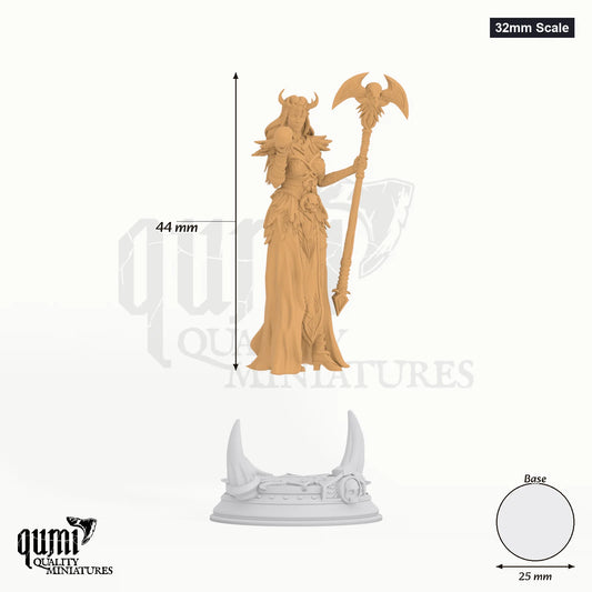 Fanatsy Maiden Hel tabletop miniature (32mm Scale) - 44 mm tall, 25 mm base, 1+1 part assembly - DM Stash 3D print by Qumi