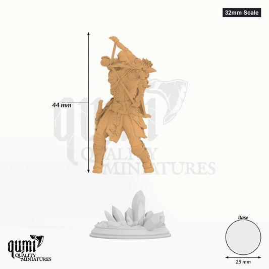 Indua tabletop miniature (32mm Scale) - 44 mm tall, 25 mm base, 1+1 part assembly - DM Stash 3D print by Qumi