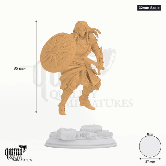 Jorjie tabletop miniature (32mm Scale) - 35 mm tall, 27 mm base, 1+1 part assembly - DM Stash 3D print by Qumi