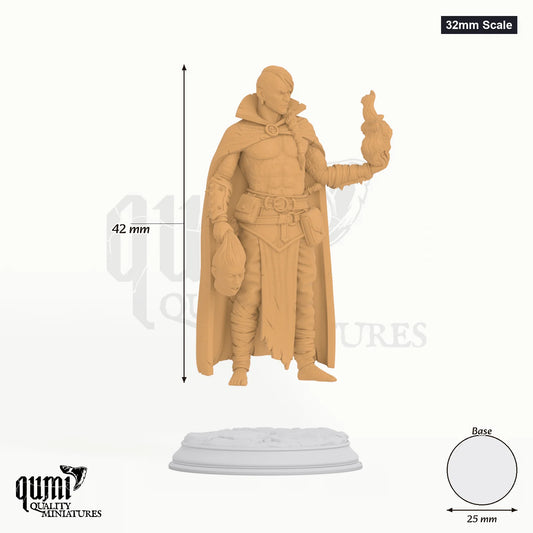 Kael tabletop miniature (32mm Scale) - 42 mm tall, 25 mm base, 1+1 part assembly - DM Stash 3D print by Qumi