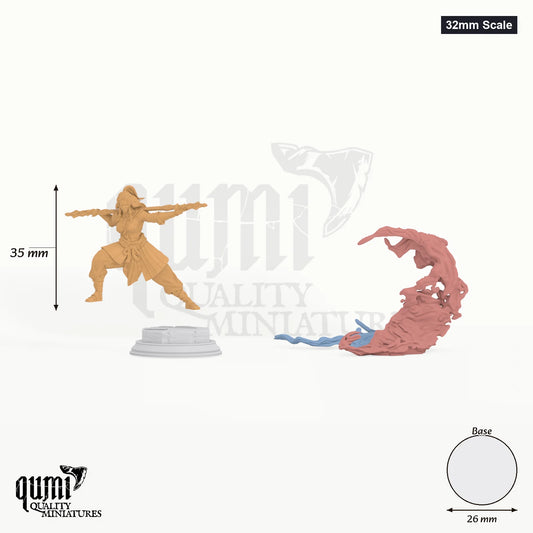 Kitarlia tabletop miniature (32mm Scale) - 48 mm tall, 26 mm base, 3+1 part assembly - DM Stash 3D print by Qumi