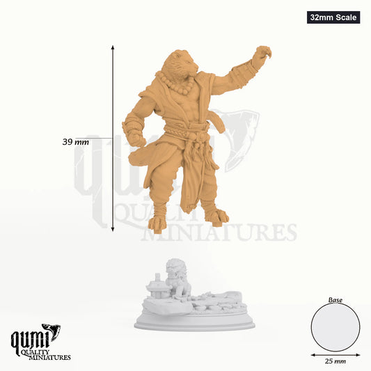 Exotic Raiko Tiger Monk Tabletop-Miniatur (32mm Scale) - 39 mm hoch, 25 mm Base - DM Stash 3D-Druck von Qumi