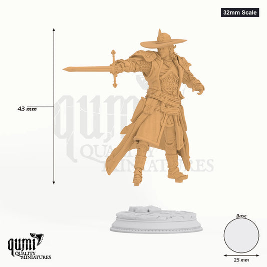 Sir Davion Tabletop-Miniatur (32mm Scale) - 43 mm hoch, 25 mm Base, 1 Körperteil + 1 Base - DM Stash 3D-Druck von Qumi