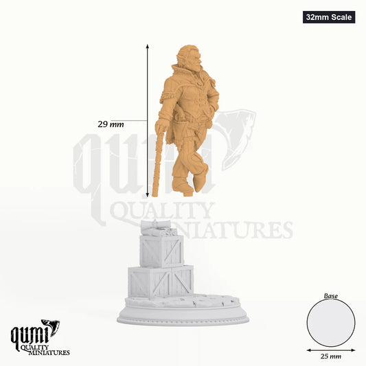 Halfling Humanoid Skillet tabletop miniature (32mm Scale) - 29 mm tall, 25 mm base - DM Stash 3D print by Qumi
