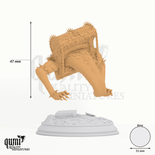 Treasure Mimic Tabletop-Miniatur - 47 mm hoch, 51 mm Base, 1 Körperteil + 1 Base - DM Stash 3D-Druck von Qumi