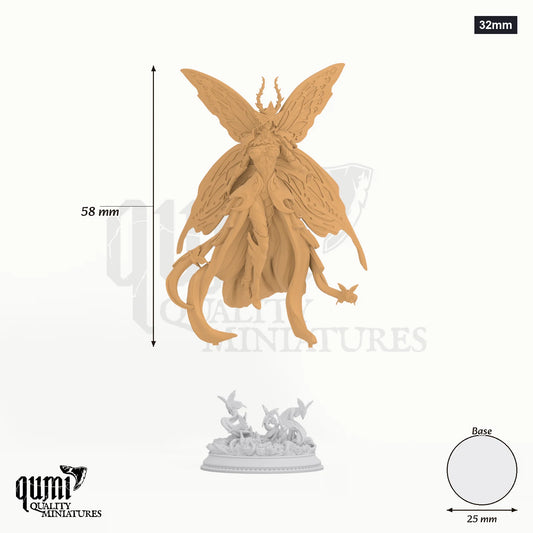 Fairy Queen Userios tabletop miniature (32mm) - 58 mm tall, 25 mm base, 1+1 part assembly - DM Stash 3D print by Qumi