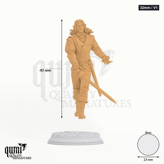 Deadly Aristocrats Vampire Tabletop-Miniatur (32mm / V1) - 40 mm hoch, 23 mm Base - DM Stash 3D-Druck von Qumi