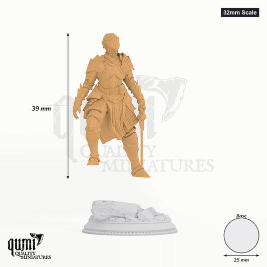 Vera tabletop miniature (32mm Scale) - 39 mm tall, 25 mm base, 1+1 part assembly - DM Stash 3D print by Qumi