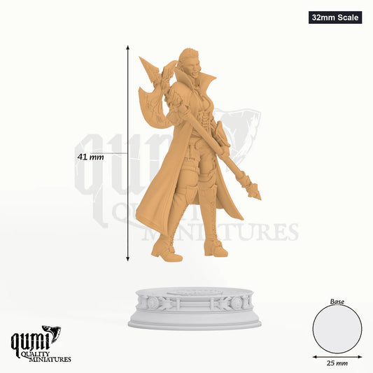Half Orc Vika Tabletop-Miniatur (32mm Scale) - 41 mm hoch, 25 mm Base, 1 Körperteil + 1 Base - DM Stash 3D-Druck von Qumi
