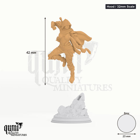 Devil Hunter Virana tabletop miniature (Hood / 32mm Scale) - 42 mm tall, 25 mm base - DM Stash 3D print by Qumi