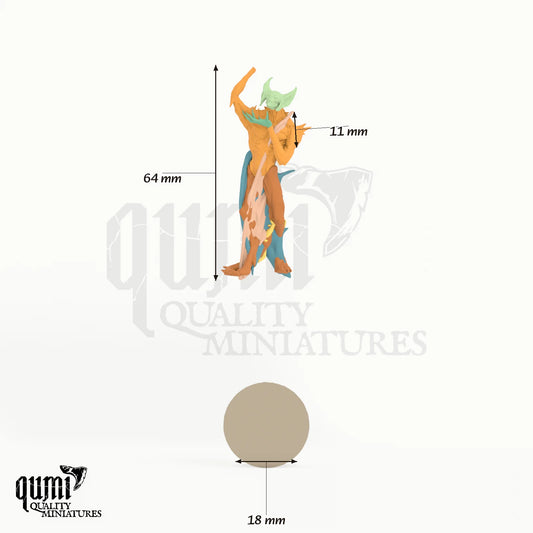 Dravak Wing of Hunger 32mm scale - colour-coded parts render, 66 mm tall, 7 body parts, 26 mm round base