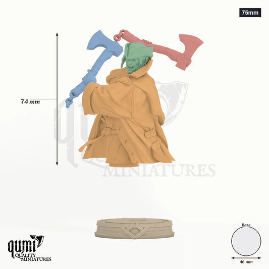 Edmund de Fronsac Miniature Bust 75mm - colour-coded parts render, 74 mm tall, 4 body parts, 46 mm round base