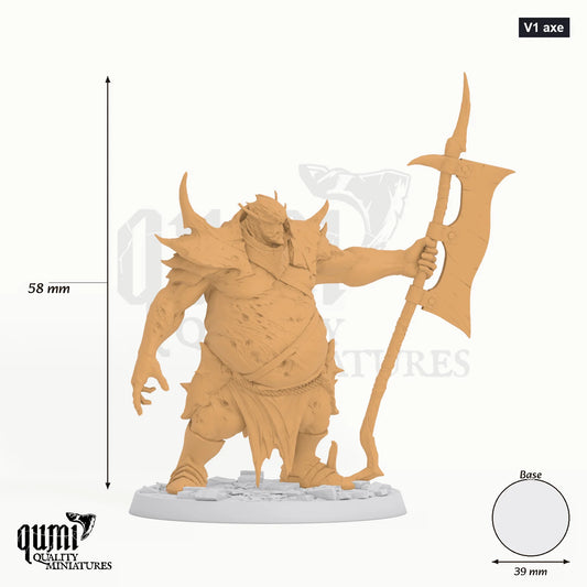 Humanoid Executioner Tabletop-Miniatur (V1 axe) - 58 mm hoch, 39 mm Base - Rescale Miniatures 3D-Druck von Qumi