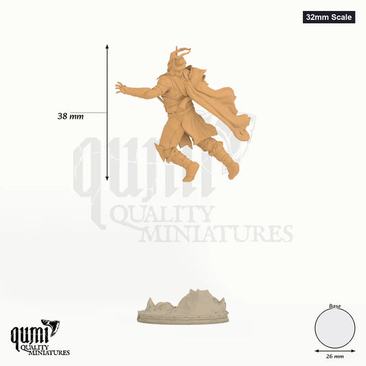 Valdyr 32mm Scale - colour-coded parts render, 38 mm tall, 1 body part, 26 mm round base