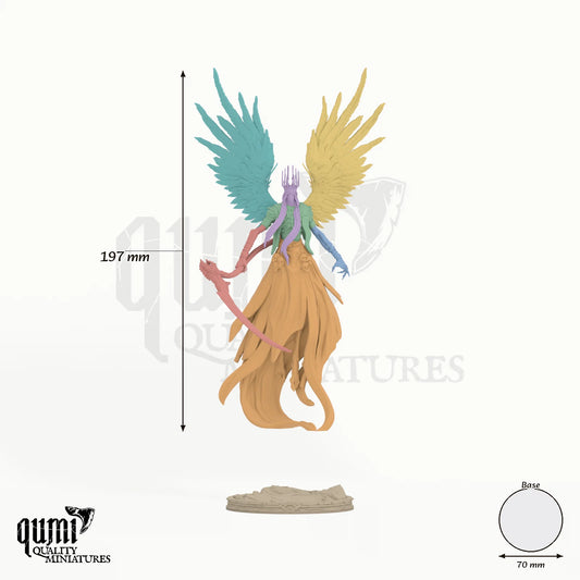 Azarethiel - colour-coded parts render, 197 mm tall, 7 body parts, 70 mm round base