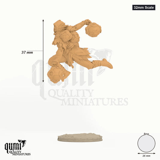 Aerithrian Wind Defender - To L Size 32mm Scale - colour-coded parts render, 37 mm tall, 1 body part, 26 mm round base