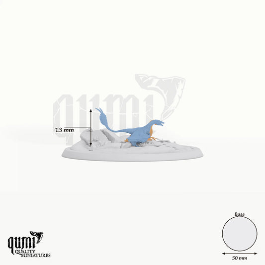 Microraptor Nest Tabletop-Miniatur - 13 mm hoch, 50 mm Base, 2 Körperteile + 1 Base - Rescale Miniatures 3D-Druck von Qumi