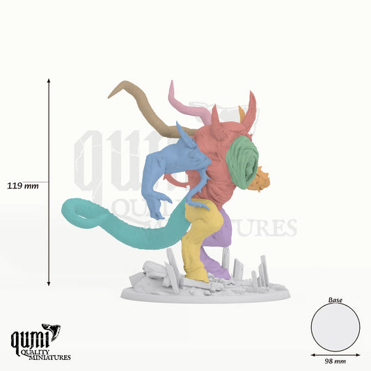 Monstrosity tabletop miniature - 120 mm tall, 98 mm base, 9+1 part assembly - Rescale Miniatures 3D print by Qumi