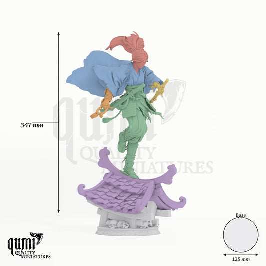 Shizuka Shadow XL tabletop miniature - 347 mm tall, 125 mm base, 6+1 part assembly - Rescale Miniatures 3D print by Qumi