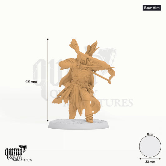 Humanoid Fighter Silent Sentinel Tabletop-Miniatur (Bow Aim) - 43 mm hoch, 32 mm Base - Rescale Miniatures 3D-Druck von Qumi
