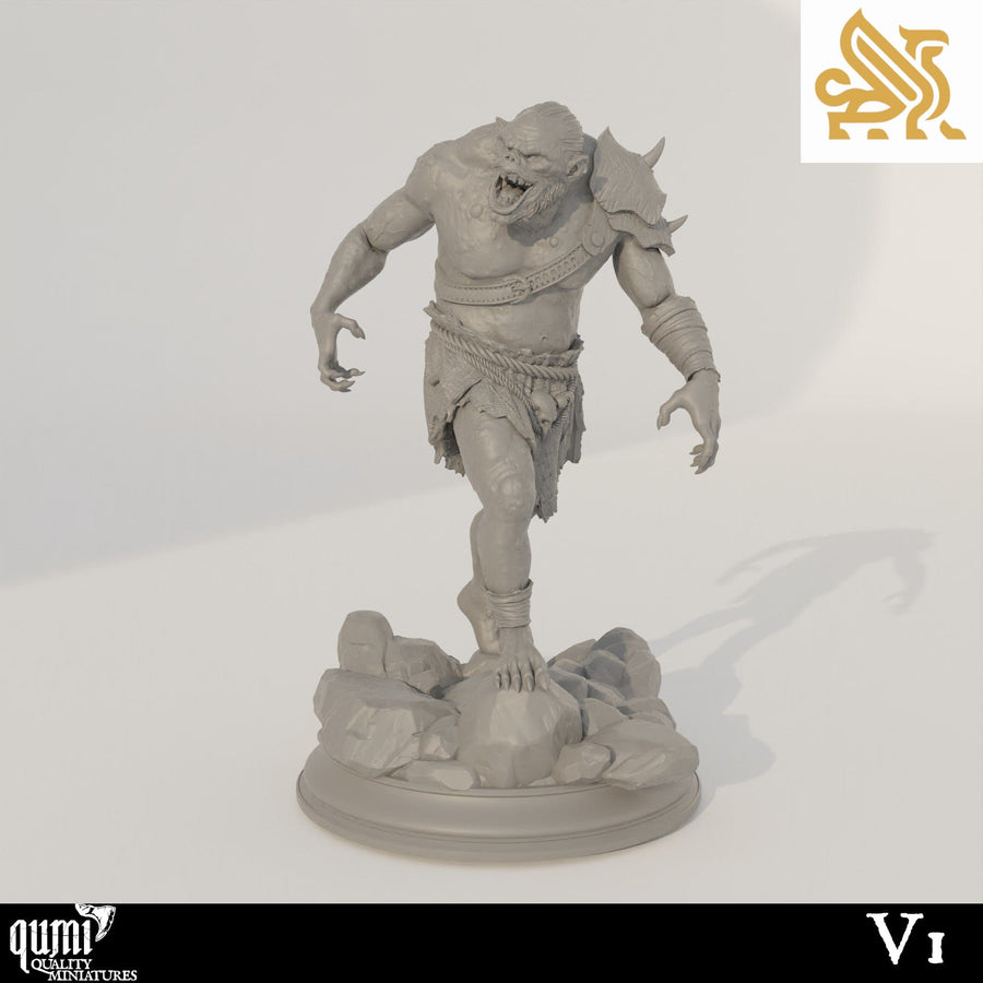 Single Trogg Cannibal miniature viewed from the front, showing detailed monster textures