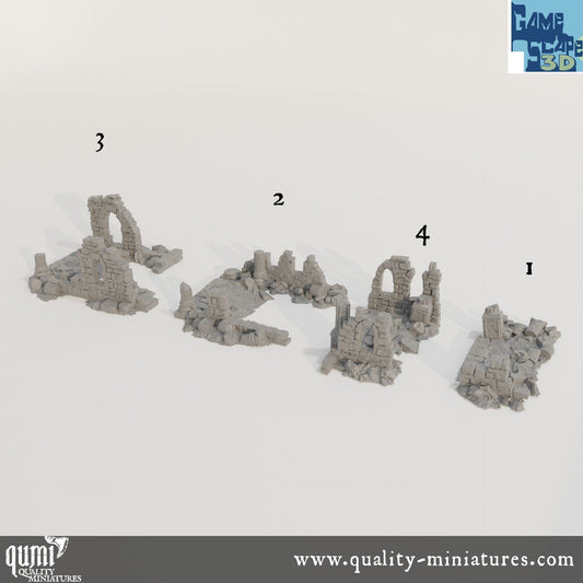 End Roads - Lost City - Resin Print - Tabletop RPG Terrain - GameScape3D - Qumi Quality Miniatures - Qumi Wargaming Mini Model Figure