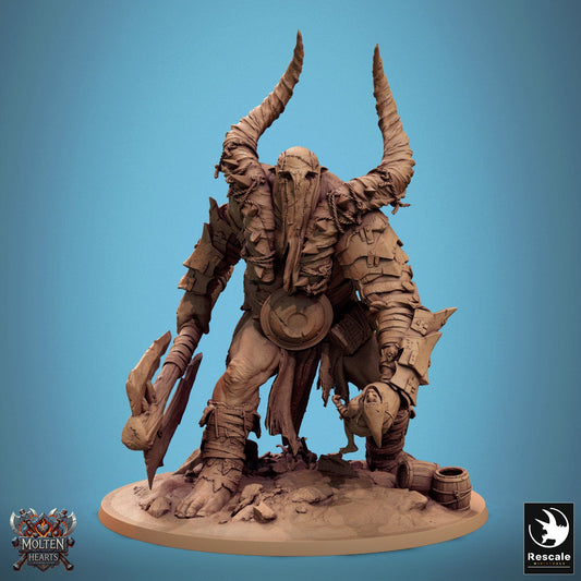 Tabletop RPG Miniature Giant Stonebreaker- 32mm Qumi Rescale Miniatures Guard Axe Masked Quality Miniatures - Qumi Wargaming Mini Model Figure