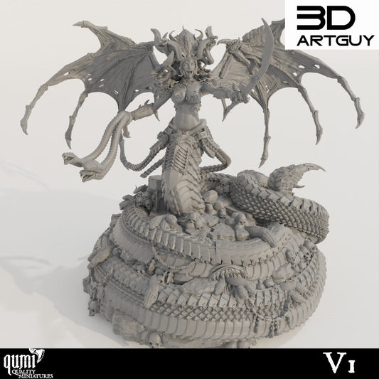 Tabletop RPG Miniature Snake Queen Monster - Qumi L size - 100mm head to toe / V1 Quality Miniatures - Qumi Wargaming Mini Model Figure