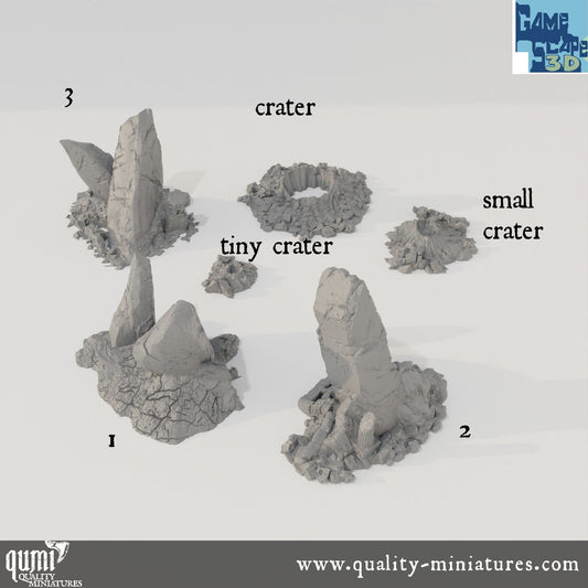 Lost Town Cataclsym Markers - Resin Print - Tabletop RPG Terrain - GameScape3D - Qumi Quality Miniatures - Qumi Wargaming Mini Model Figure