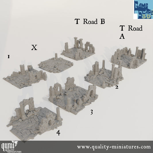 Lost Town Roads - Resin Print - Tabletop RPG Terrain - GameScape3D - Qumi Quality Miniatures - Qumi Wargaming Mini Model Figure