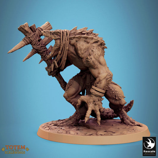 Tabletop RPG Miniature Lizardman Champion Dreadscale - 32mm Qumi Rescale Miniatures Humanoid Mace Bones Cry Quality Miniatures - Qumi Wargaming Mini Model Figure