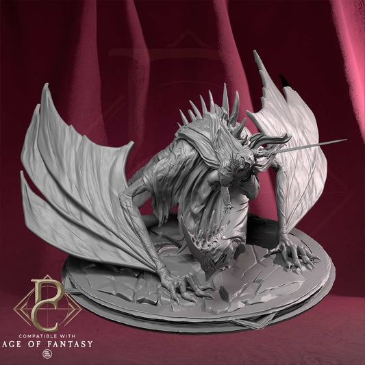 Tabletop Miniature The Shadowed King Mounted on Dragon 32mm Qumi Parasite Collectibles Creatures Quality Miniatures - Qumi Wargaming Mini Model Figure