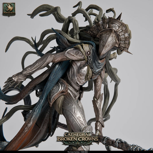 Rescaled tabletop Roque Miniature The Crown Huntress by Quality Miniatures Qumi for wargaming and RPG gameplay.