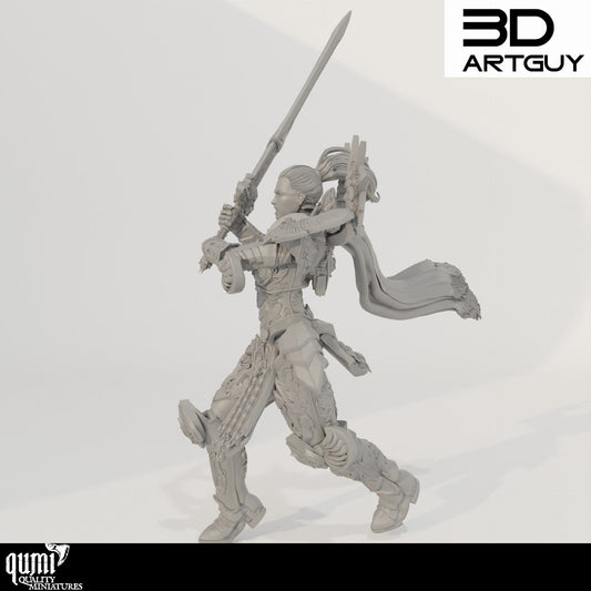 Tabletop RPG Miniature Angry Paladin Melee - Qumi Quality Miniatures - Qumi Wargaming Mini Model Figure