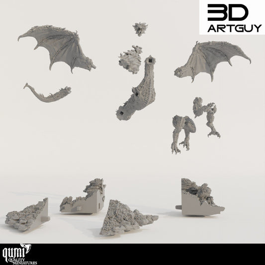 Tabletop RPG Miniature Dragon Diorama - Size XL - Qumi Quality Miniatures - Qumi Wargaming Mini Model Figure