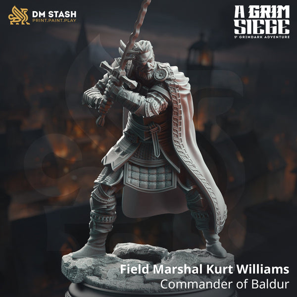 Menschlicher Schwertkämpfer Tabletop-Miniatur – Field Marshal Kurt | Qumi