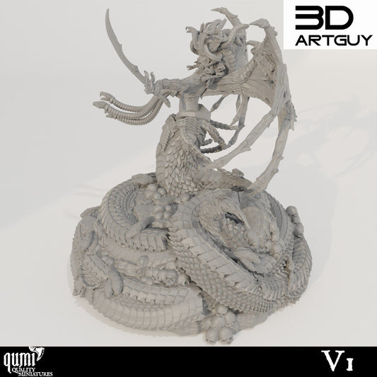 Tabletop RPG Miniature Snake Queen Monster - Qumi Quality Miniatures - Qumi Wargaming Mini Model Figure
