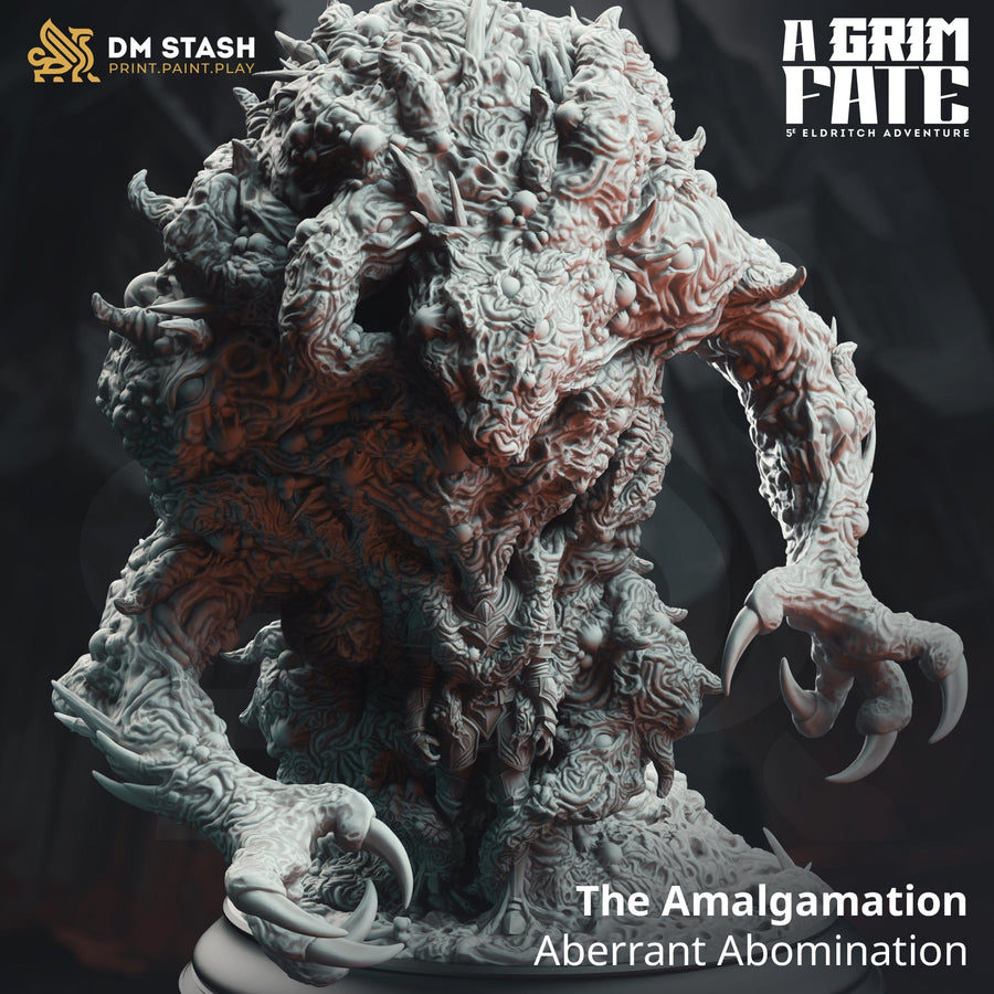 Monster Tabletop Miniature - The Amalgamation by Qumi, 3D printed resin tabletop miniature for RPGs, wargaming and painting
