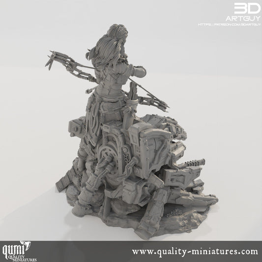 Tabletop RPG Miniature Tribal Warrior Diorama - Size L - Qumi Quality Miniatures - Qumi Wargaming Mini Model Figure